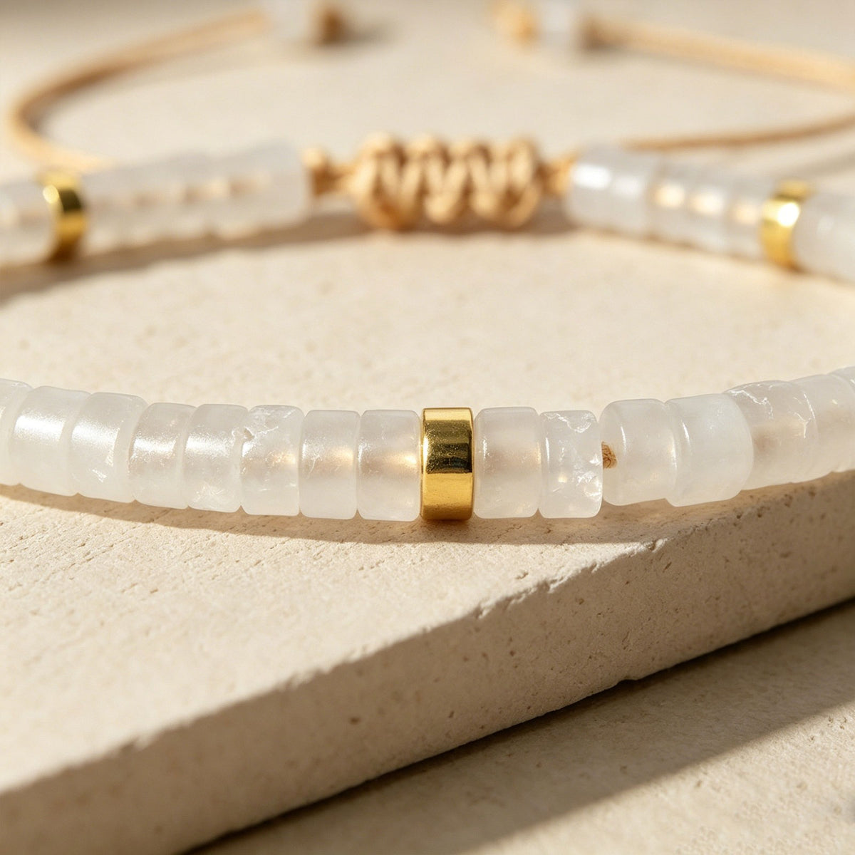 Clear Quartz Crystal Beaded Healing Dainty Minimalist Simple Adjustable Bracelet
