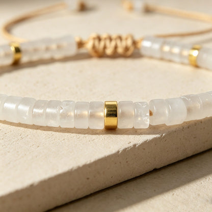 Clear Quartz Crystal Beaded Healing Dainty Minimalist Simple Adjustable Bracelet