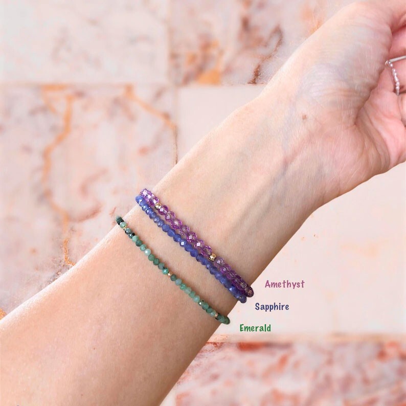 Natural kyanite 3mm Bead Healing Calming Dainty Women Crystal Bracelet Xmas Gift