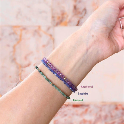 Natural kyanite 3mm Bead Healing Calming Dainty Women Crystal Bracelet Xmas Gift
