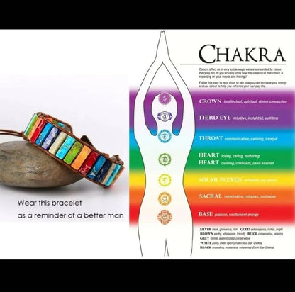 Imperial Jasper 7 Chakra Gemstone Boho Leather Handmade Healing Women Bracelet