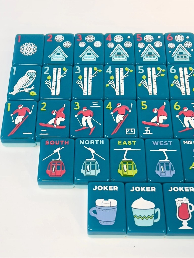 New Luxury Winter Skiing American Mahjong 160 Tiles Set + Free Storage Bag Gift