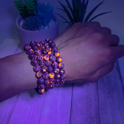 5pcs Yooperlite 8mm Beads UV Reactive Fluorescent Glowing Healing Bracelets SET