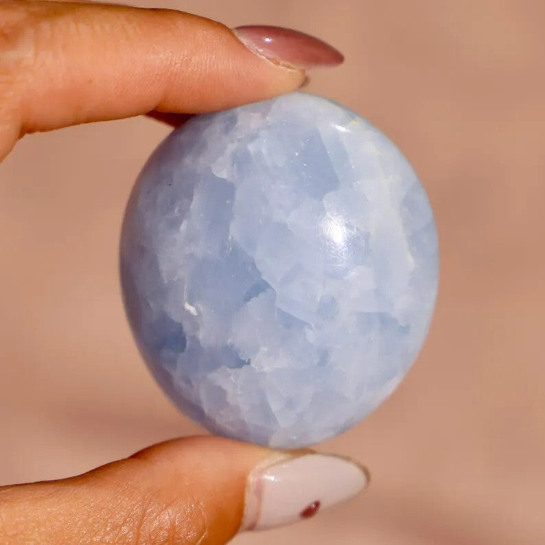 Celestite Tumbled Stone Healing Engegy Crystal Pocket Palm Stone Gifts 100g+