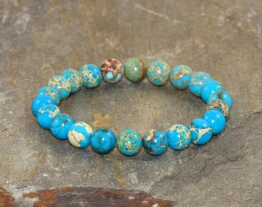 8MM Handmade Turquoise Bead Healing Energy Reiki Chakra Balance Bracelet Gifts