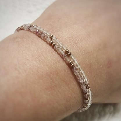 Natural Crystal Clear Quartz Beads Healing Dainty Delicate Women Bracelet Gift