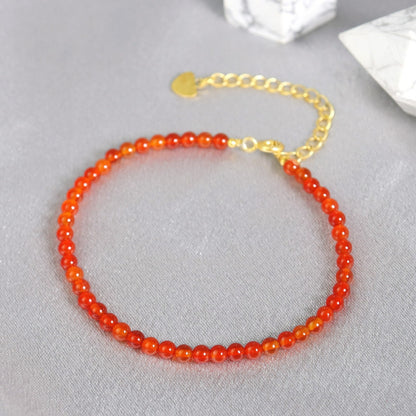Carnelian 3mm Beaded Healing Minimalist Dainty Women Courage Confident Bracelet