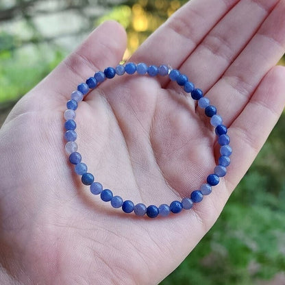 Blue Aventurine 4mm Bead Healing Anxiety Relief Women Men Stretch Bracelet Gift