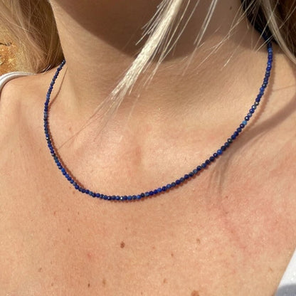 TINY LAPIS LAZULI NECKLACE 2MM • September birthstone • dainty layering necklace