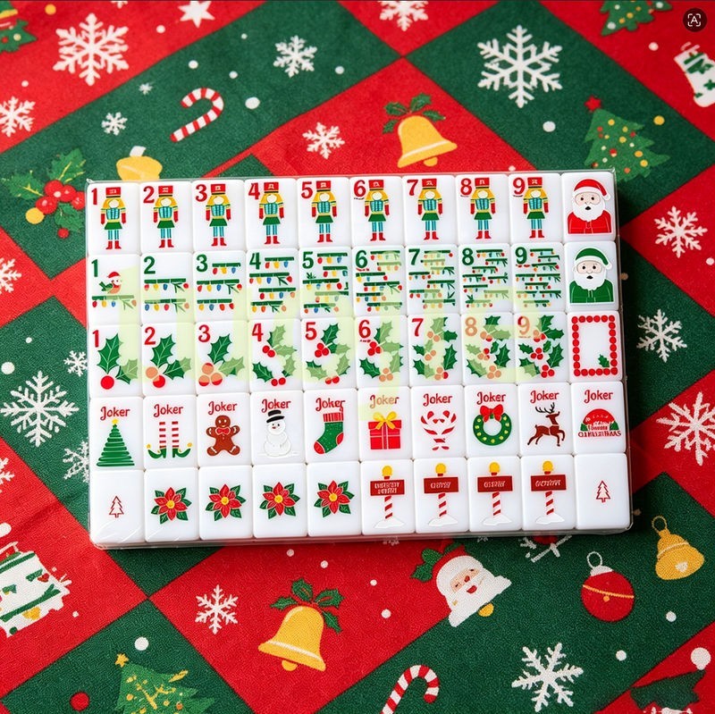 Christmas Modern Foldable Portable Luxury American Mahjong Tile Set 160 Pcs