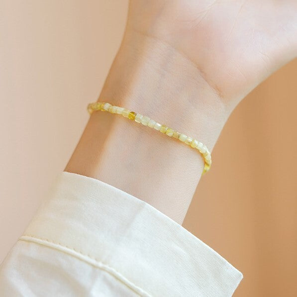 Natural Yellow Opal Gemstone Beads Healing Anxiety Relief Women Dainty Bracelet