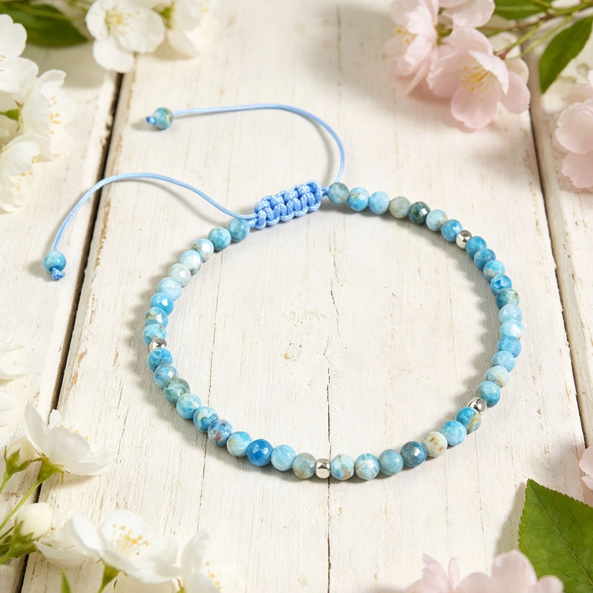 High Quality Larimar 3MM Beaded Handmade Dolphin Stone Healing Women Bracelet