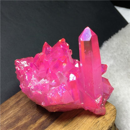 80-100g Hot Pink Red Aura Angel Titanium Crystal Healing Cluster Geode Xmas Gift