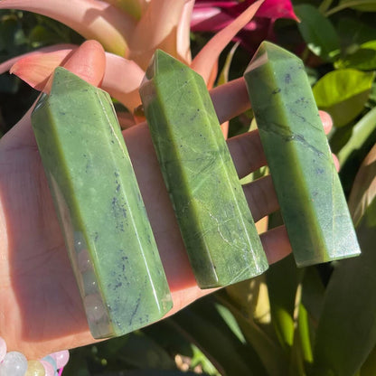 Nephrite Jade Healing Crystal Point Wands Obelisk Chakra Tower Collection 1pc