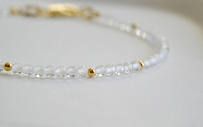 Natural Crystal Clear Quartz Beads Healing Dainty Delicate Women Bracelet Gift
