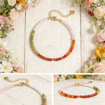 Fertility Bracelet Natural Carnelian Rose Quartz Moonstone Dainty Women Bracelet