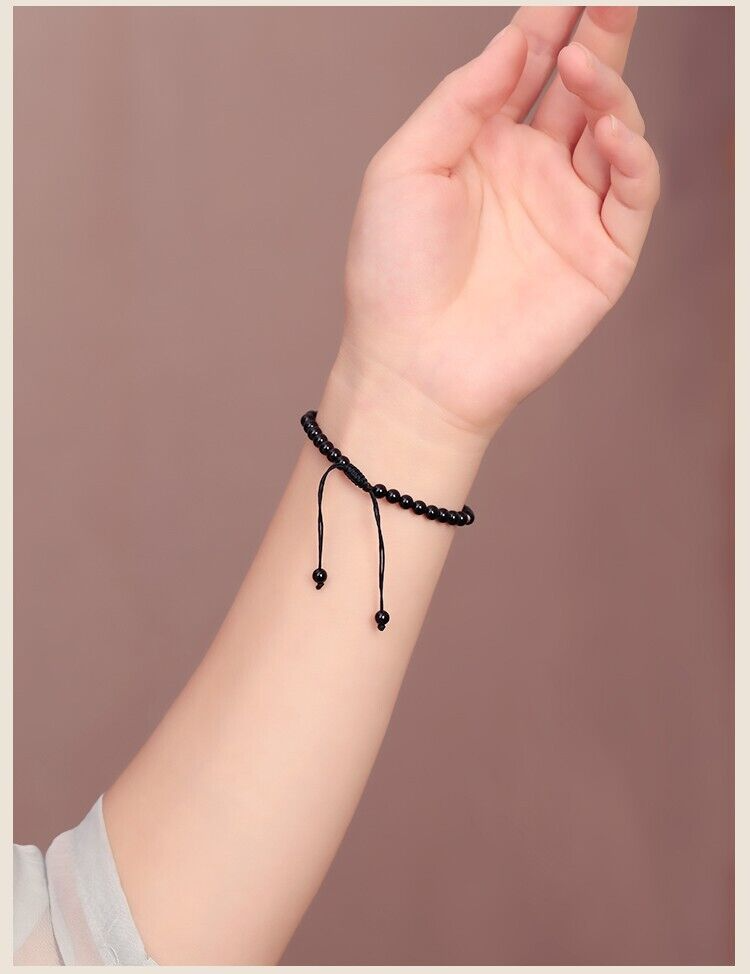 Obsidian 4mm Beads Healing Reiki Protection Talisman Women Dainty Bracelet Gifts