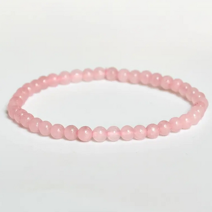 Natural Rose Quartz Dainty Stretch Women Bracelet Round 4MM Bead Healing Reiki