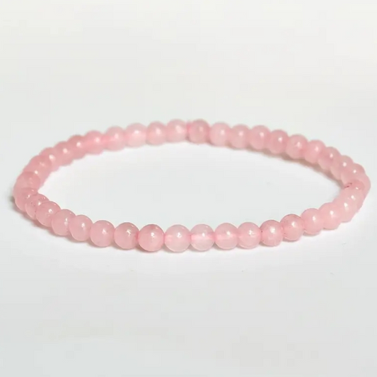 Natural Rose Quartz Dainty Stretch Women Bracelet Round 4MM Bead Healing Reiki