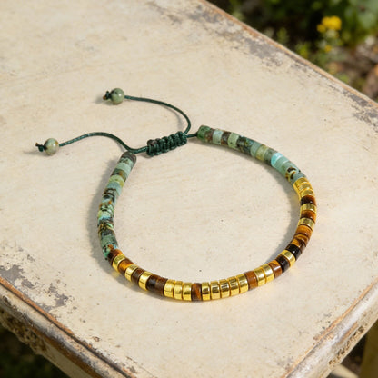 Morse Code Healing African Turquoise Hidden Message Bracelet for Women Men Gift