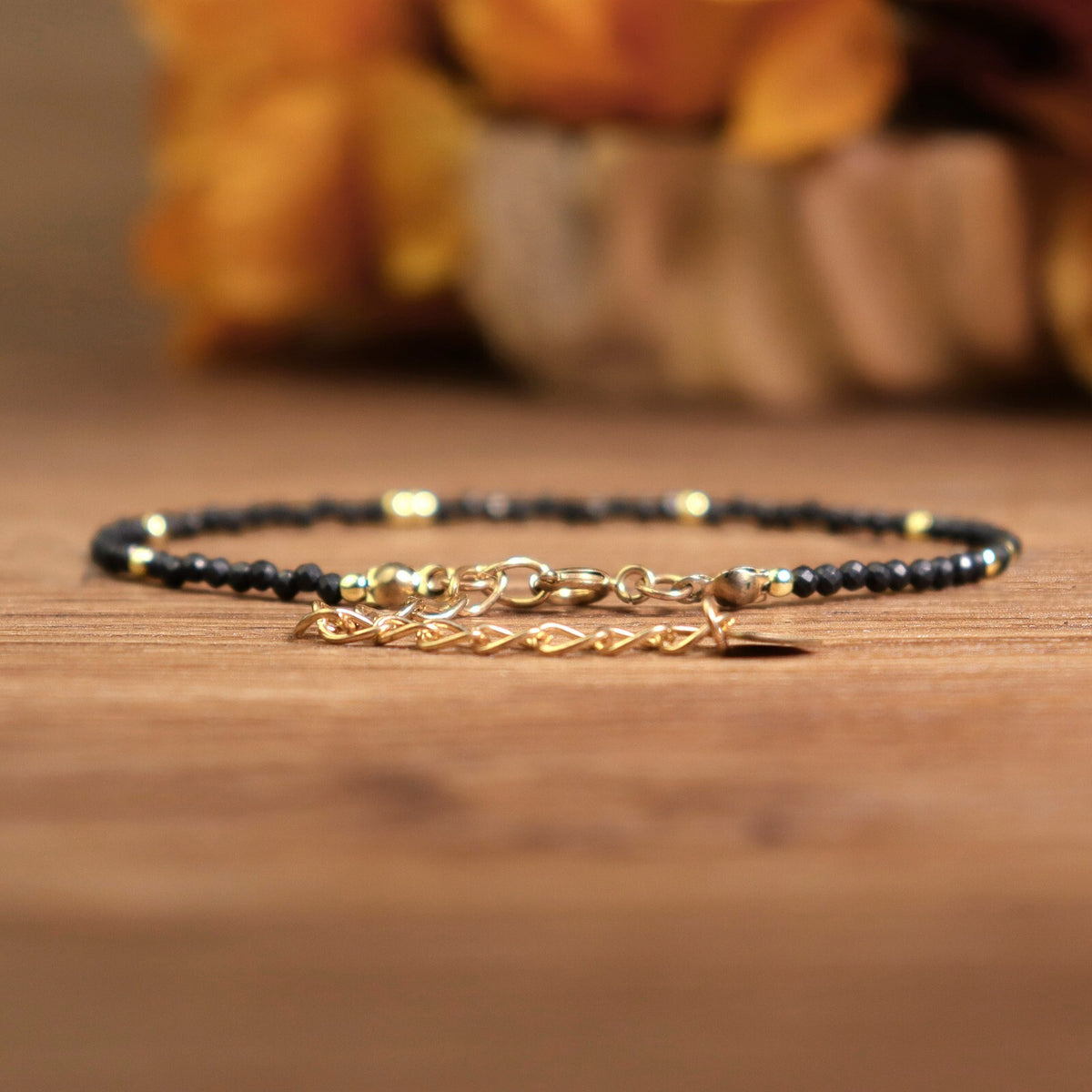 Shungite Stone Minimalist Dainty Bead Healing Protection Strength Women Bracelet