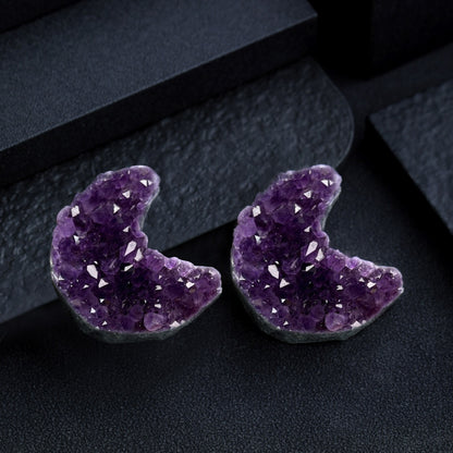 1pcs Rough Crescent Moon Shape Amethyst Crystal Cluster Geode Chunks Rocks Gifts