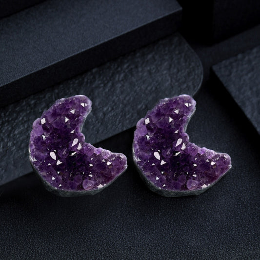 1pcs Rough Crescent Moon Shape Amethyst Crystal Cluster Geode Chunks Rocks Gifts