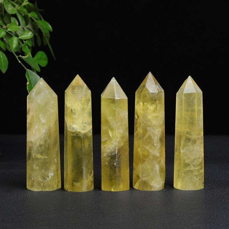 Natural Citrine Stone Healing Crystal Wands Reiki Obelisk Point Tower Decoration