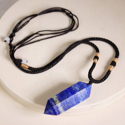 Natural Lapis Lazuli Pendant Healing Hexagonal Point Amulet Men Women Necklace