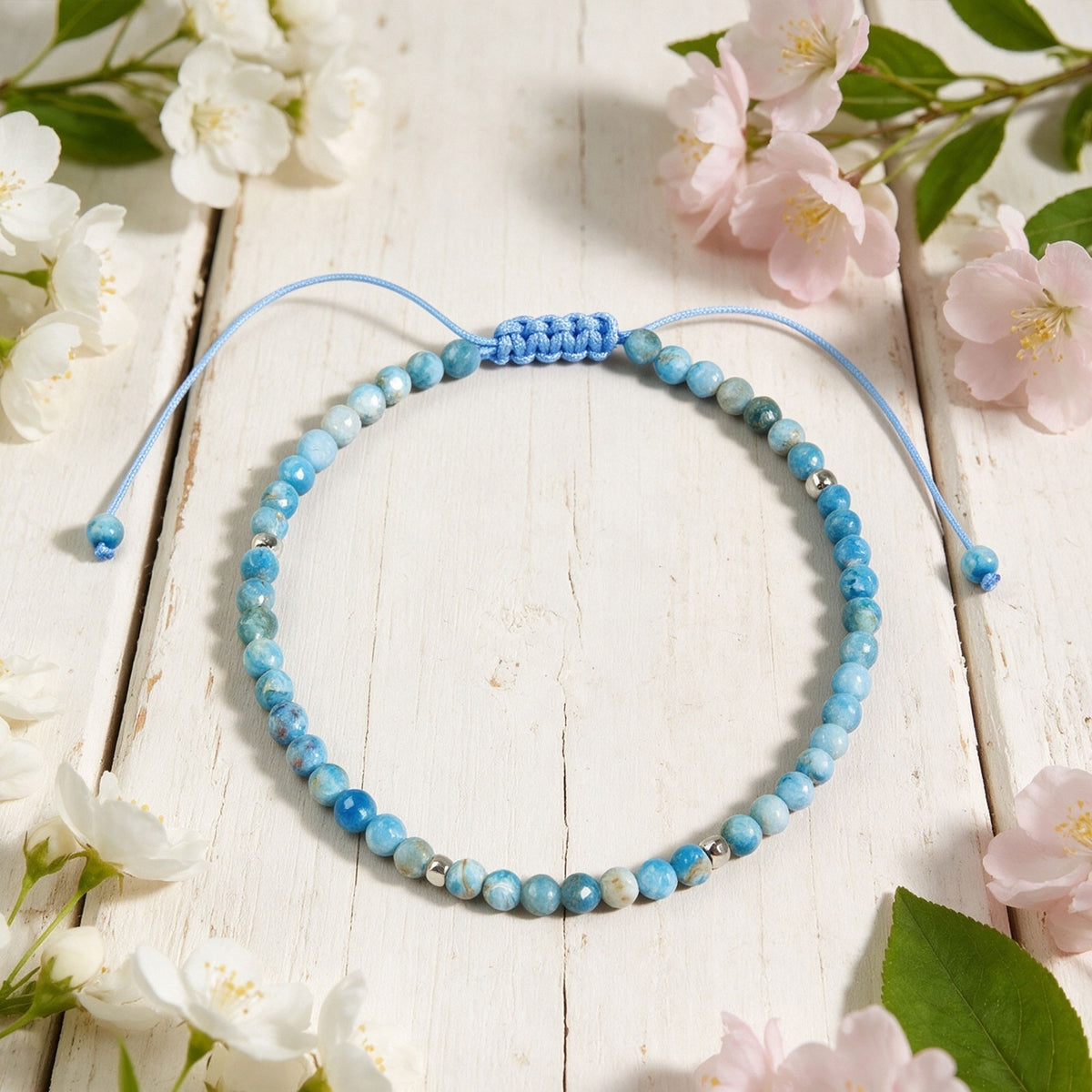 High Quality Larimar 3MM Beaded Handmade Dolphin Stone Healing Women Bracelet