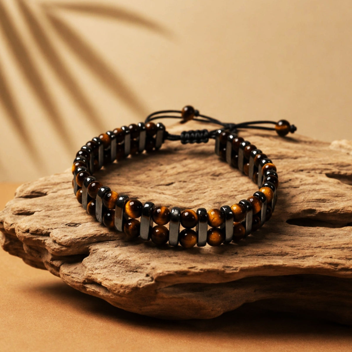 Tiger Eye and Hematite Beaded Healing Protection Adjustable Women men Bracelet