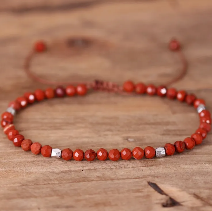 Red Jasper Beaded Healing Meditation Anxiety Relief Dainty Women Bracelet Gifts