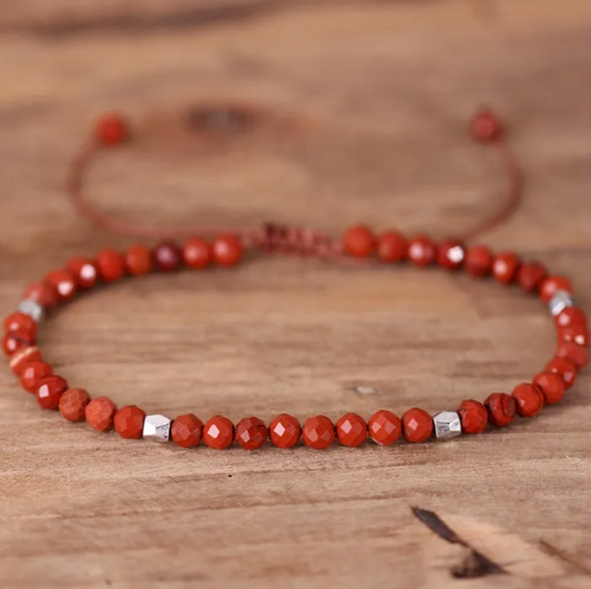Red Jasper Beaded Healing Meditation Anxiety Relief Dainty Women Bracelet Gifts