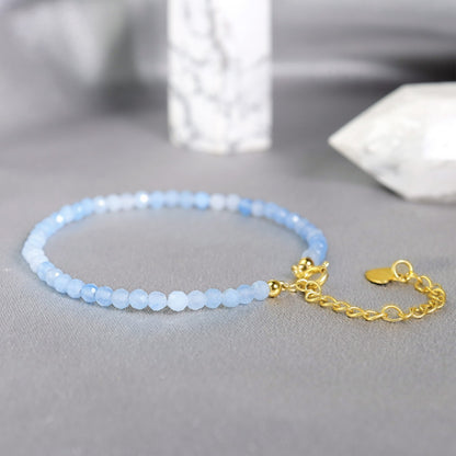 Aquamarine Beads Healing Women Dainty Minimalist Bracelet March Birthstone Gifts