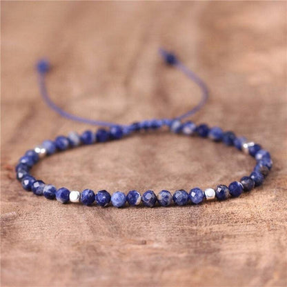 Natural Gemstone 4 mm Beads Tibetan Healing Reiki Dainty Women Girls Bracelet