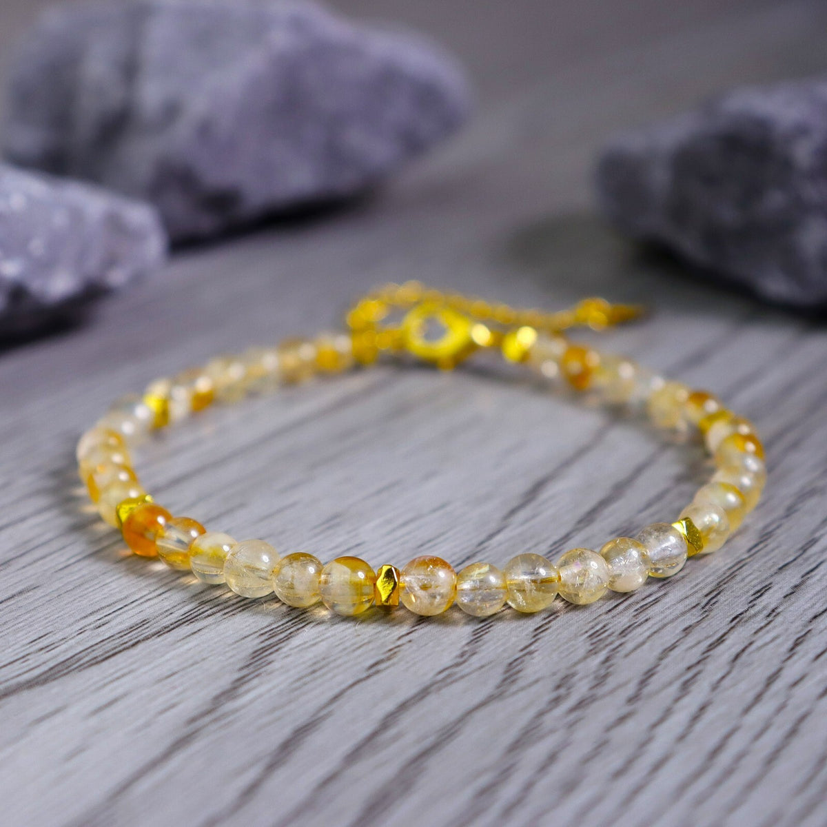 Natural Citrine 4mm Bead Dainty Minimalist Healing Money Attracts Women Bracelet