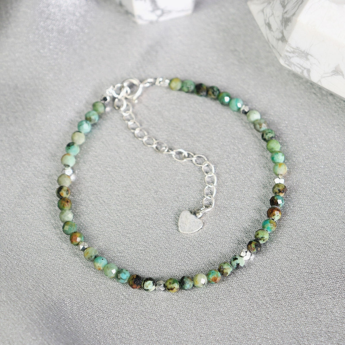4mm Crystal Gemstone African Turquoise Beads Healing Tiny Dainty Women Bracelet
