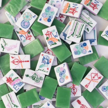160Pcs American Mahjong Tiles 3-Layer Acrylic Green Hand-Painted Set + Free Bag