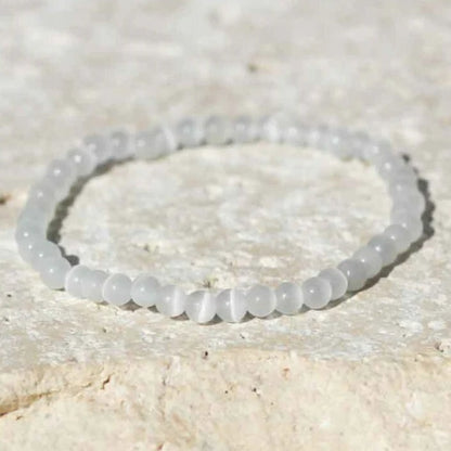 Natural Selenite 4mm Bead Healing Balance Reiki Stretch Women Men Bracelet Gifts