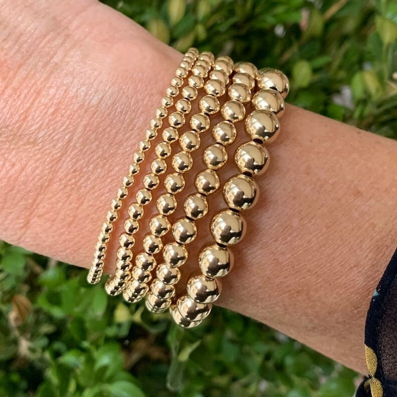 Gold Filled 2mm Round Beads Beaded Bracelet Layering Minimalist Women Bracelet