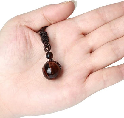 Talisman Red Tiger's Eye 16mm Bead Pendant Healing Reiki Women Men Necklace Gift