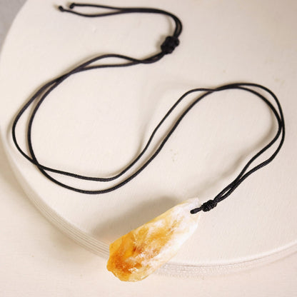 Raw Citrine Crystal Pendant Healing Protection Talisman Necklace for Women Men