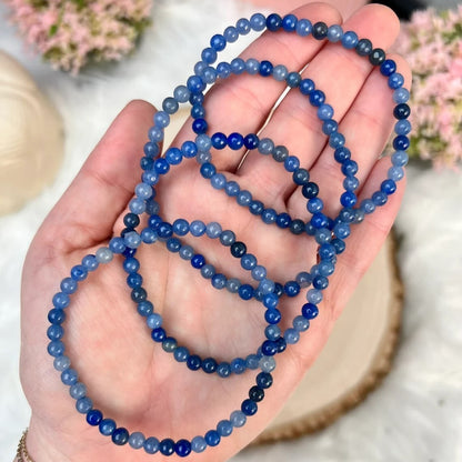 Blue Aventurine 4mm Bead Healing Anxiety Relief Women Men Stretch Bracelet Gift