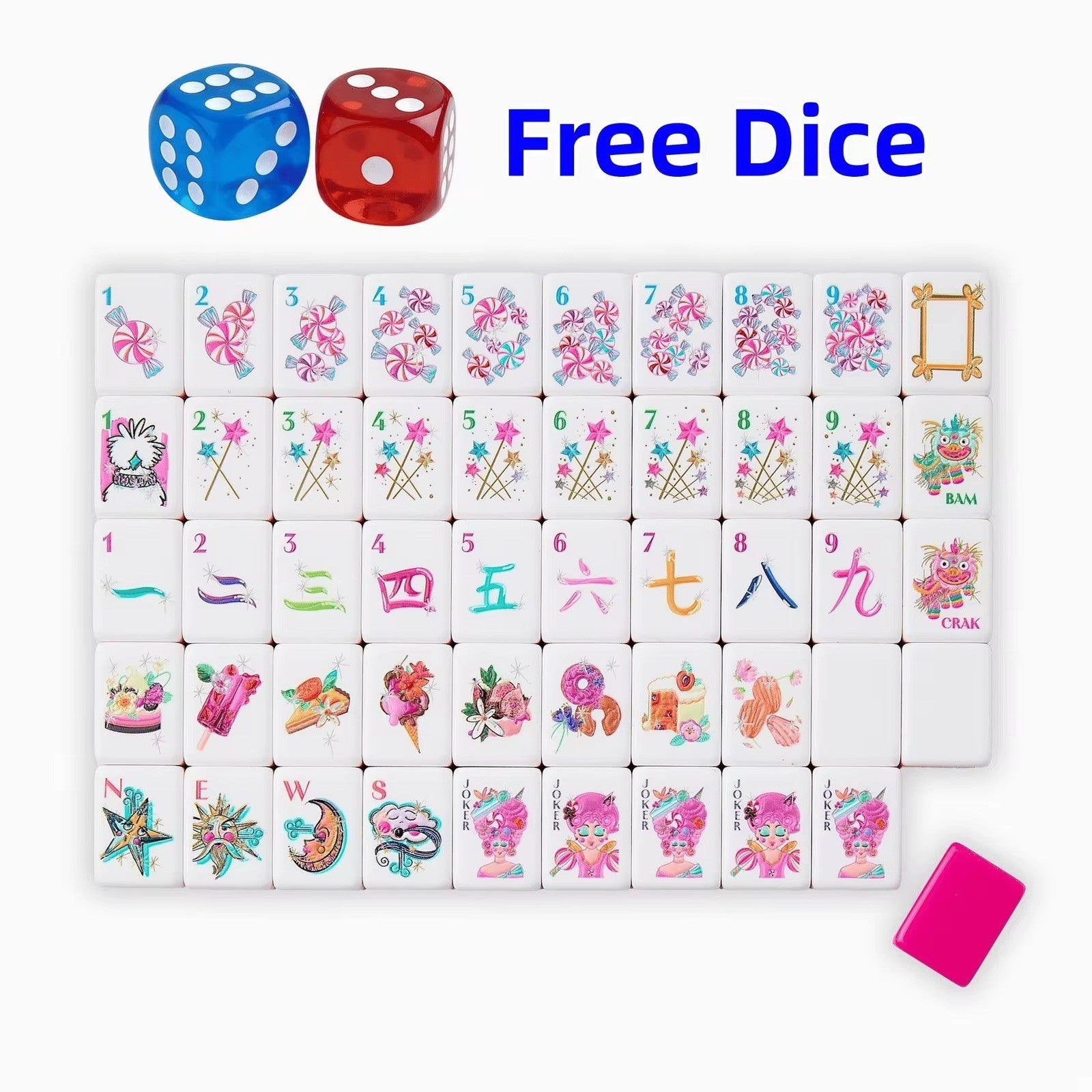 Engraved American Mahjong Tiles  set . Glitter themed acrylic engraved