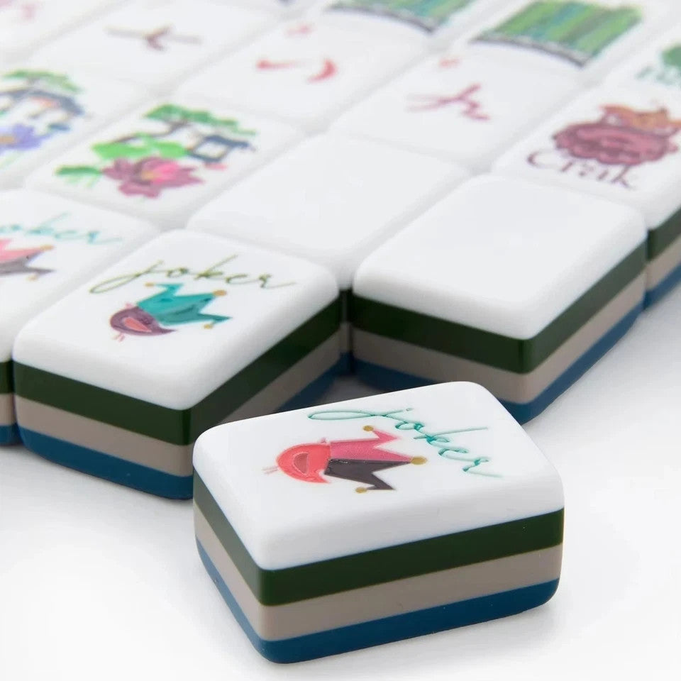 Engraved American Mahjong Tiles  set , Deep Blue GatzB 160 tiles