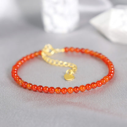 Carnelian 3mm Beaded Healing Minimalist Dainty Women Courage Confident Bracelet