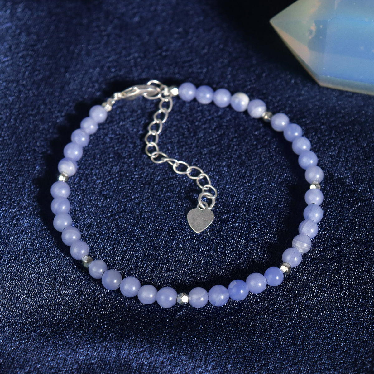 Natural Crystal Blue Lace Agate Delicate Beads Healing Bracelet Gift for Women