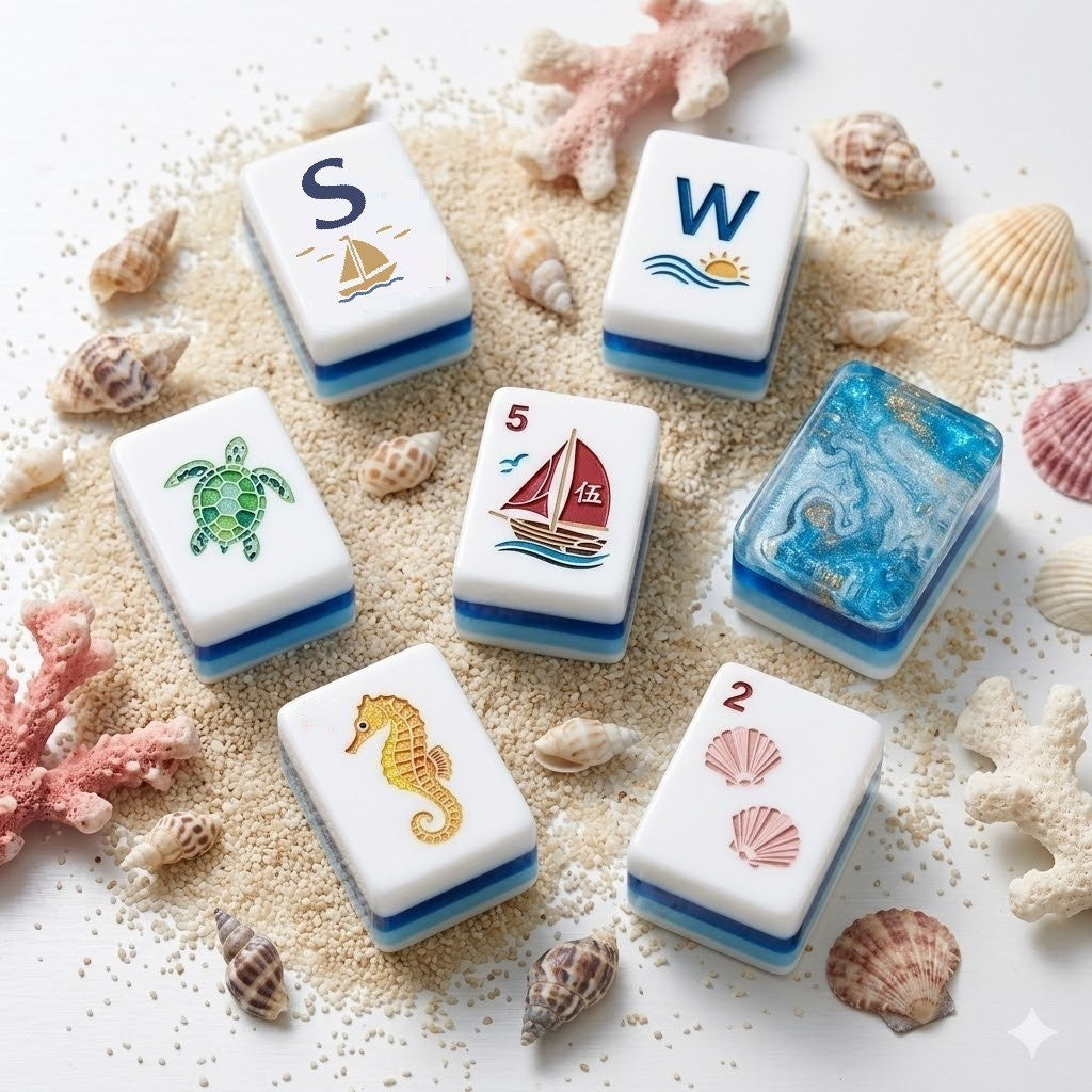 American mahjong 160 Tiles Engraved Ocean Theme 1.26*0.9*063 inches