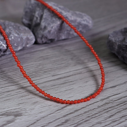 Premium Carnelian Necklace 2mm Bead Minimalist Summer Boho Choker for Women Gift