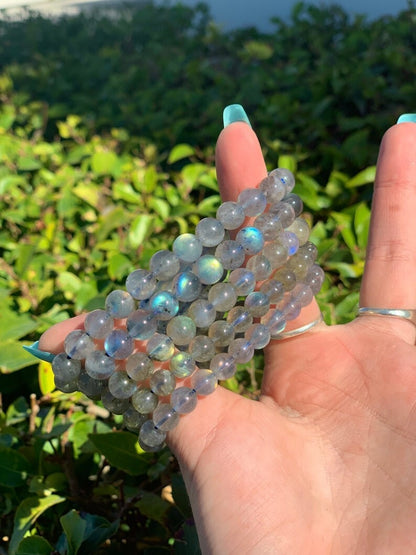 Labradorite 8MM Round Beads Handmade Healing Luck Women Stretch Bracelet Gift